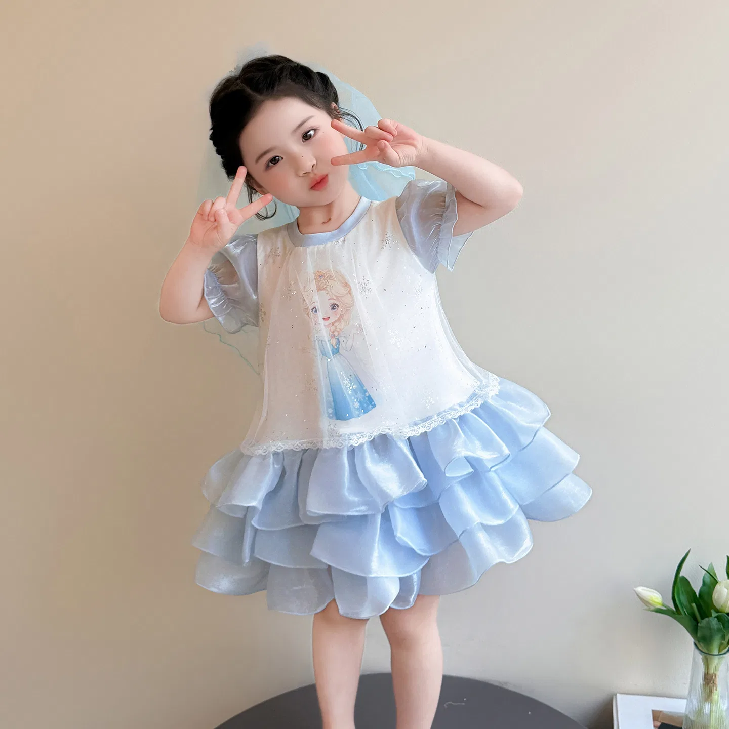 Детское платье для детей 3-7 лет Disney, Skirt+Veil+Crown+Magic Stick — фото 3