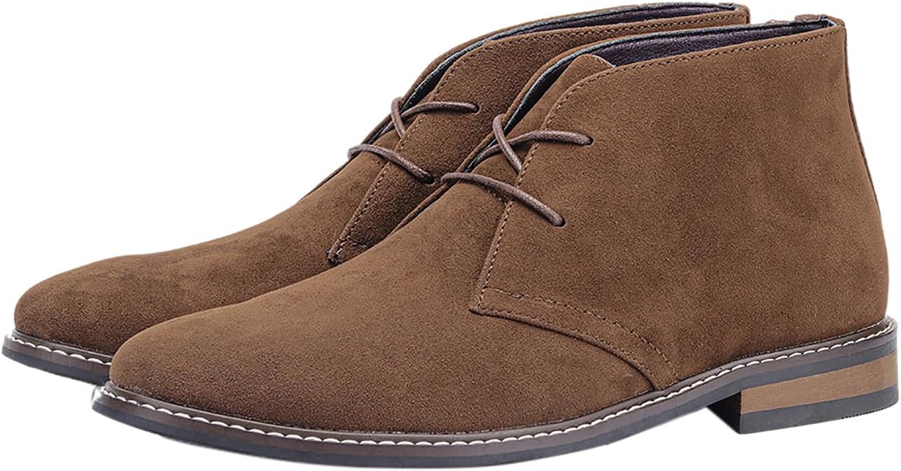 

Мужские повседневные ботинки Santimon Chukka из замши и кожи, для торжеств, свадеб, вестерн-стиля, модные формальные ботинки челси на щиколотку, коричневый