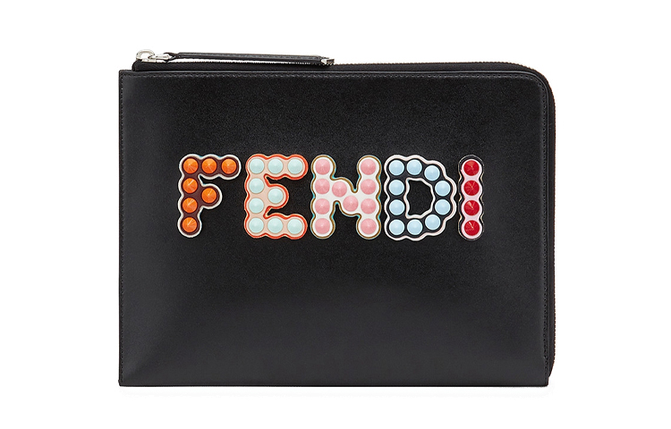

FENDI Кожаный клатч кошелек унисекс черный