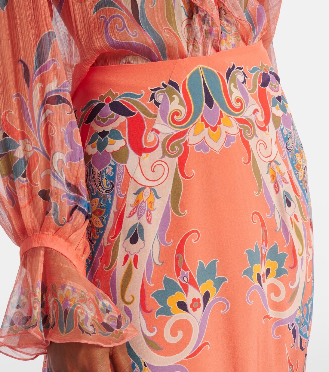 Юбка макси из шелка с узором пейсли Etro, Stampa F.Do Rosa — фото 4