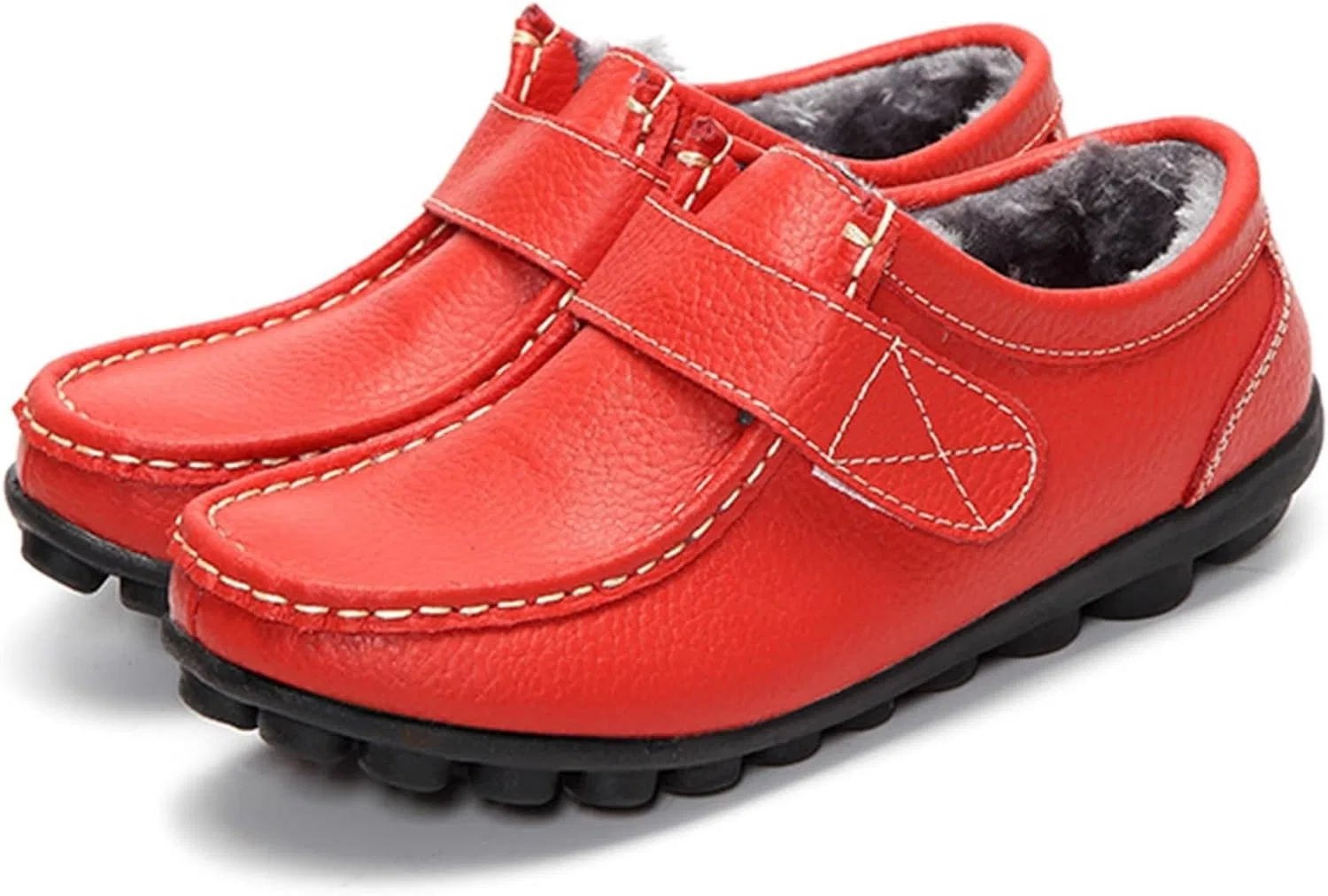 Лоферы кожаные, Women's Loafer Shoes Casual Leather Flat Shoes for Women Ladies Tassel Moccasins Shoes, Velvet Red Gikleihwy