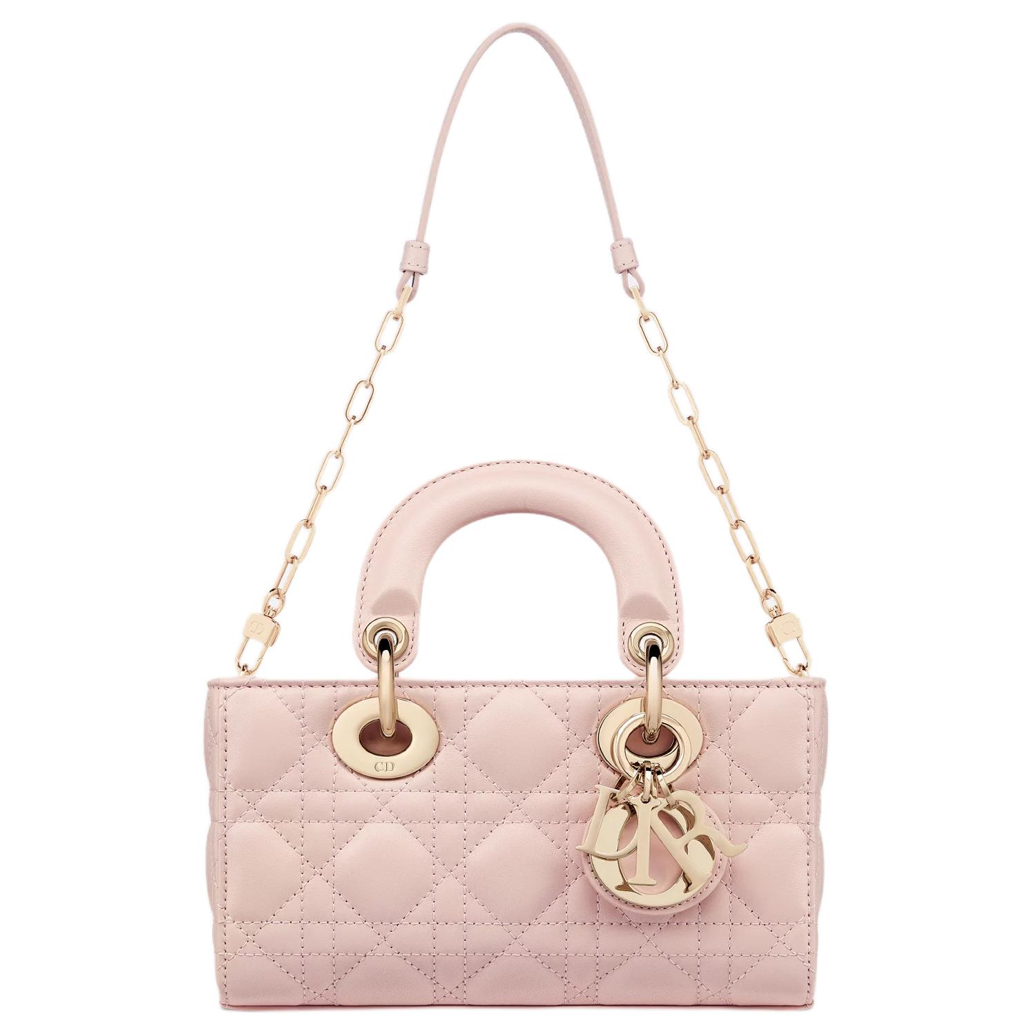 Dior Мини-сумочка Lady D Joy из овечьей кожи, женская, розовая — фото 2