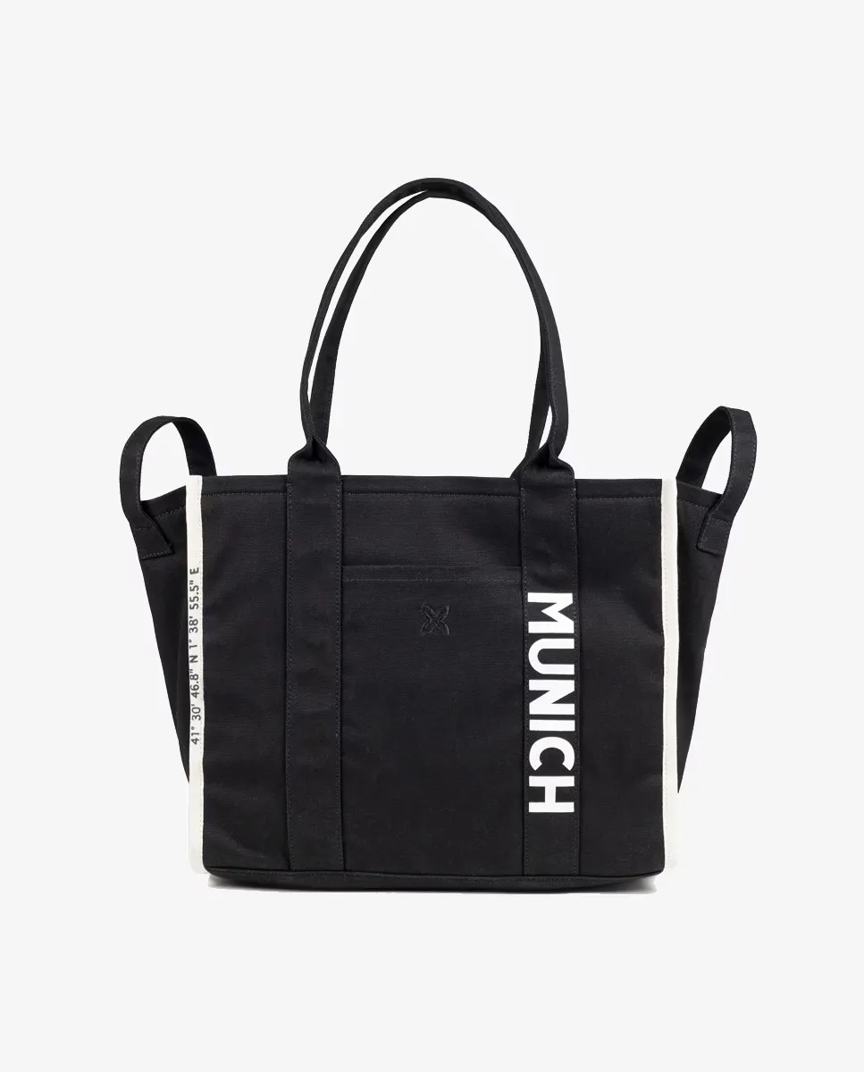 

Сумка-шоппер из хлопчатобумажной ткани с передним карманом Munich, черный