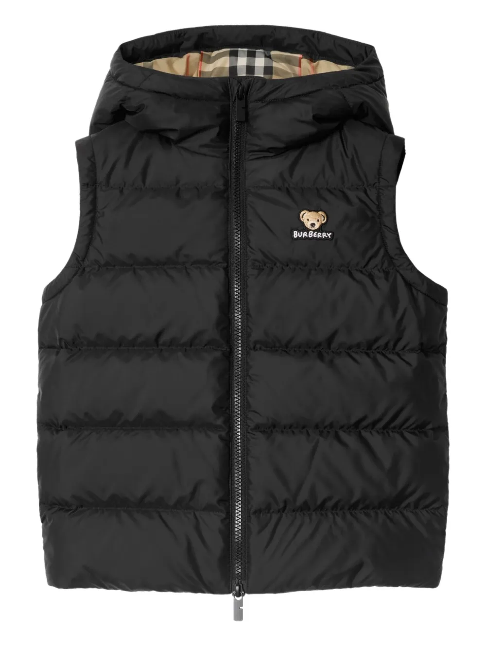 

Дутый жилет с капюшоном BURBERRY KIDS, черный