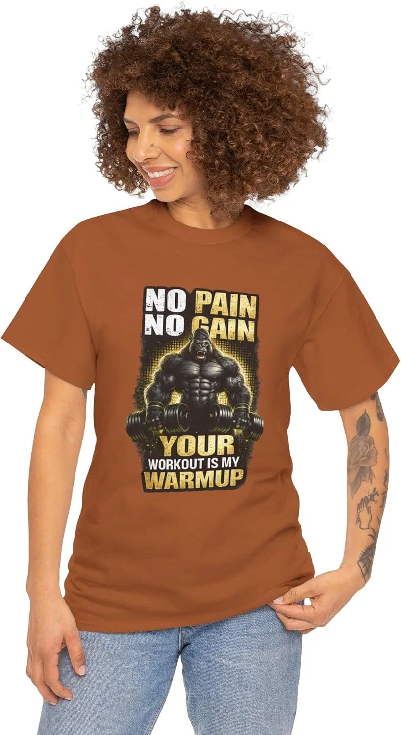 Футболка Your Workout is My Warmup No Pain No Gain для мотивации в спортзале GENERIC, оранжевый — фото 2