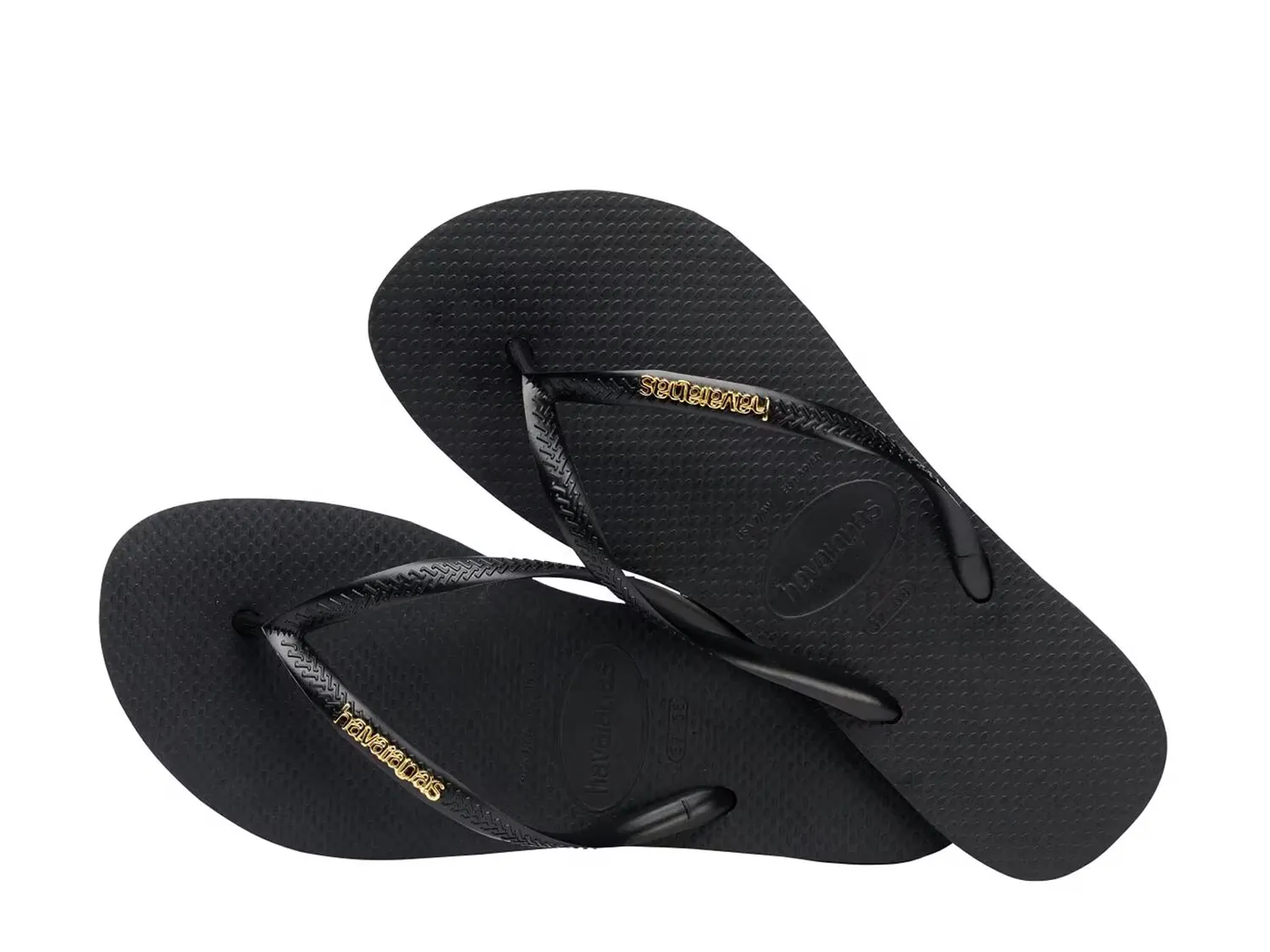 Сланцы металлизированные с логотипом - женские Havaianas, Black/Gold — фото 3