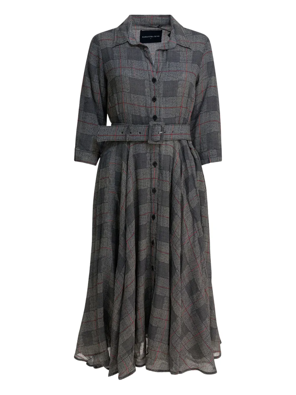 

Платье миди в клетку с поясом Samantha Sung, серый