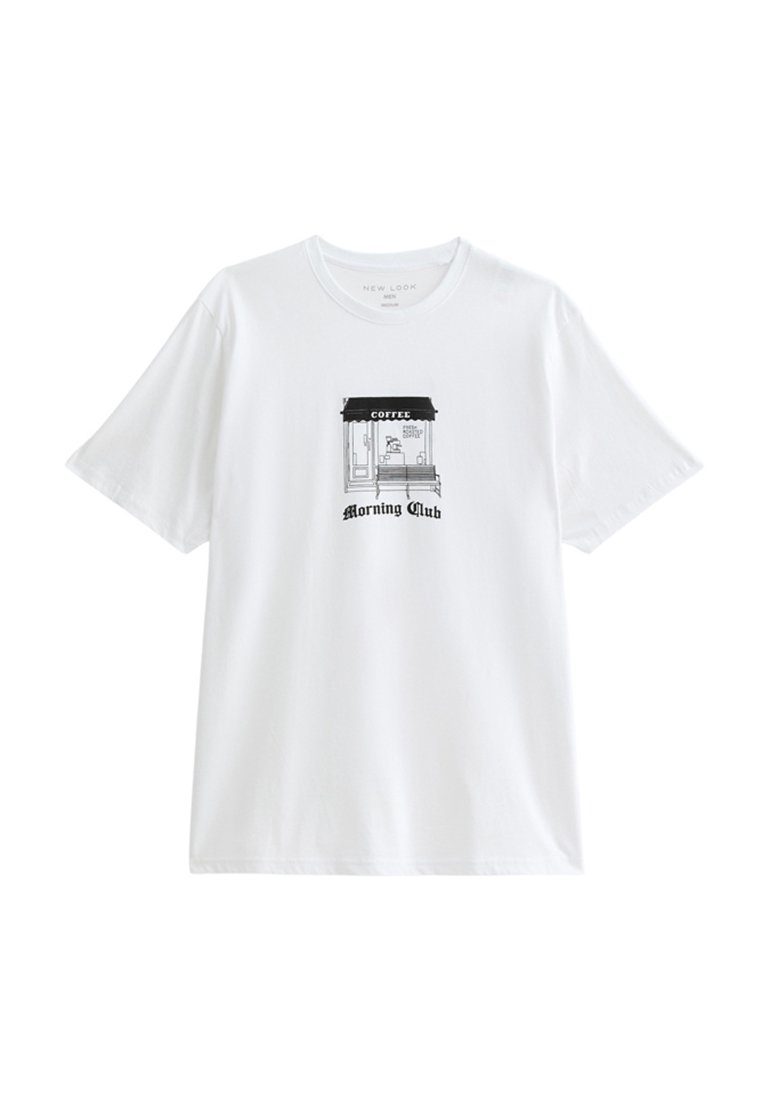 

Футболка с принтом OVERSIZED MORNING CLUB PRINTED New Look, белый