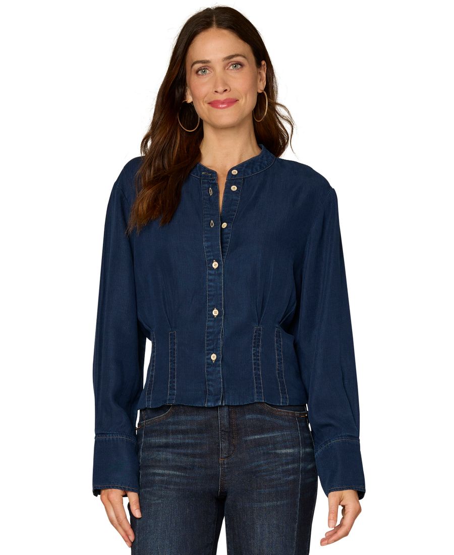 

Женская блузка с длинными рукавами и складками Democracy, Indigo