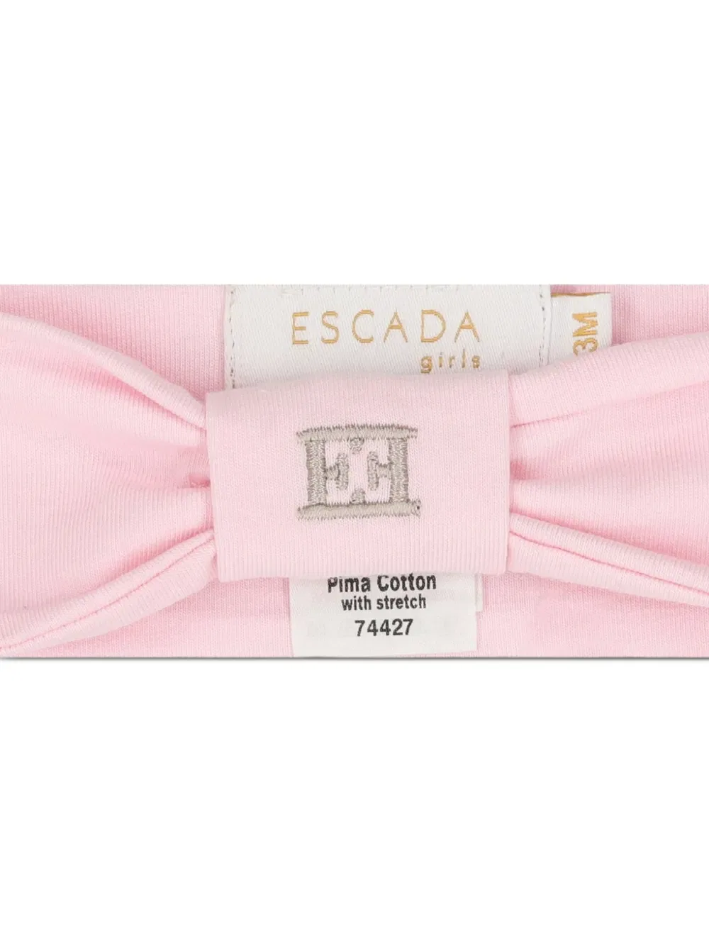 Вышитая повязка на голову с бантом Escada Kids, розовый — фото 3