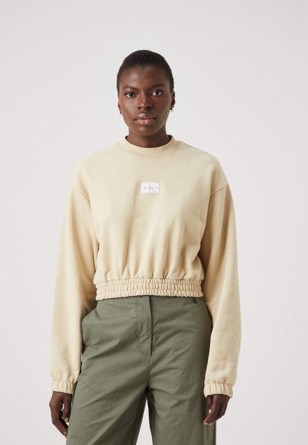 

Толстовка с капюшоном LABEL CREW NECK Calvin Klein, бежевый