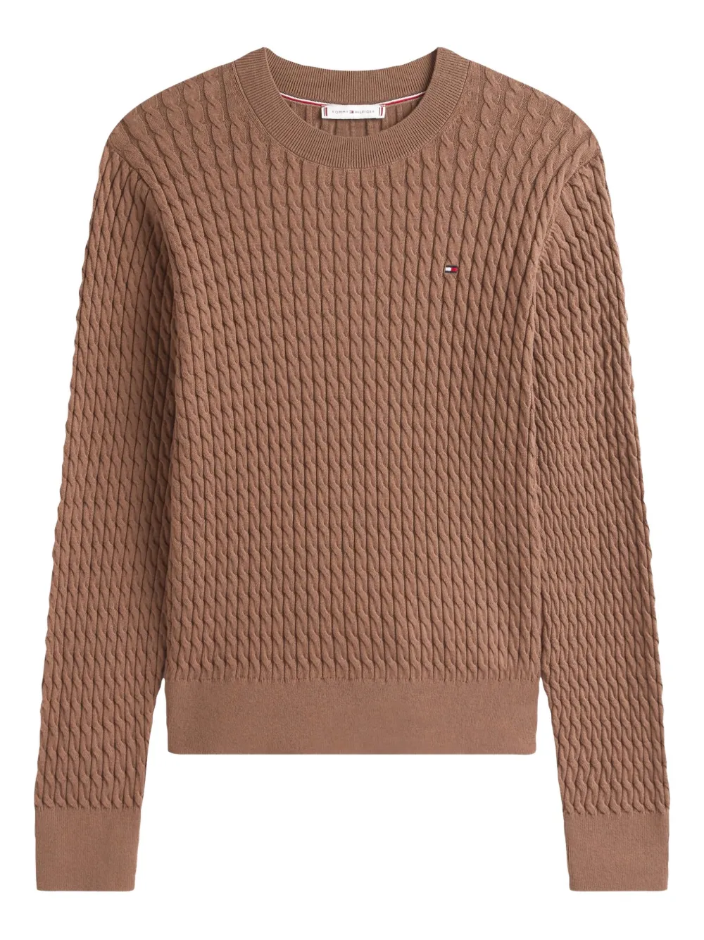 

Пуловер с косой вязкой Tommy Hilfiger, коричневый