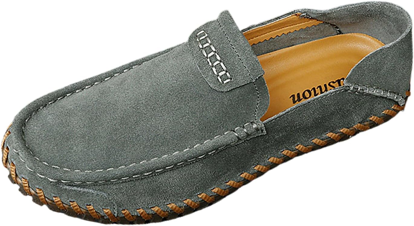 

Мужские замшевые лоферы на плоской подошве с аппликацией Penny, удобные, с круглым носком, винтажные, ручная строчка, без шнурков, для вождения и повседневной носки Fifilapin, зеленый