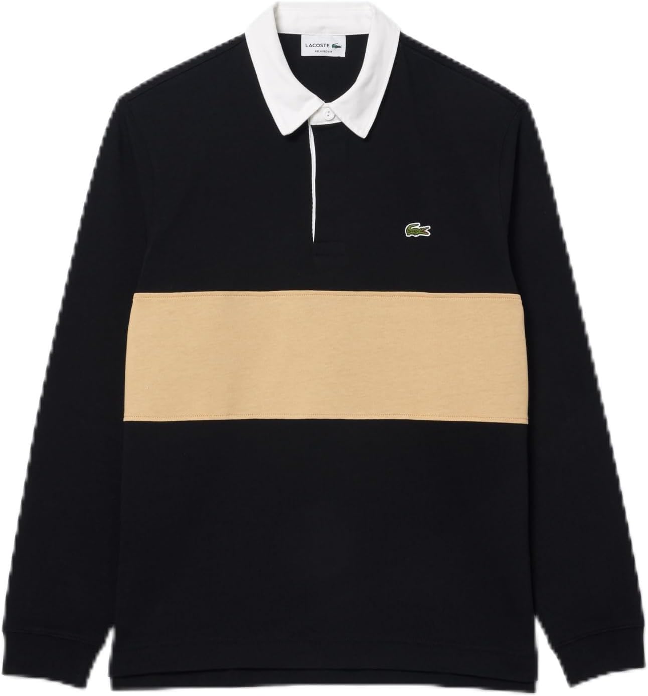 

Lacoste мужская футболка-поло с длинным рукавом и цветными блоками, Black/Croissant
