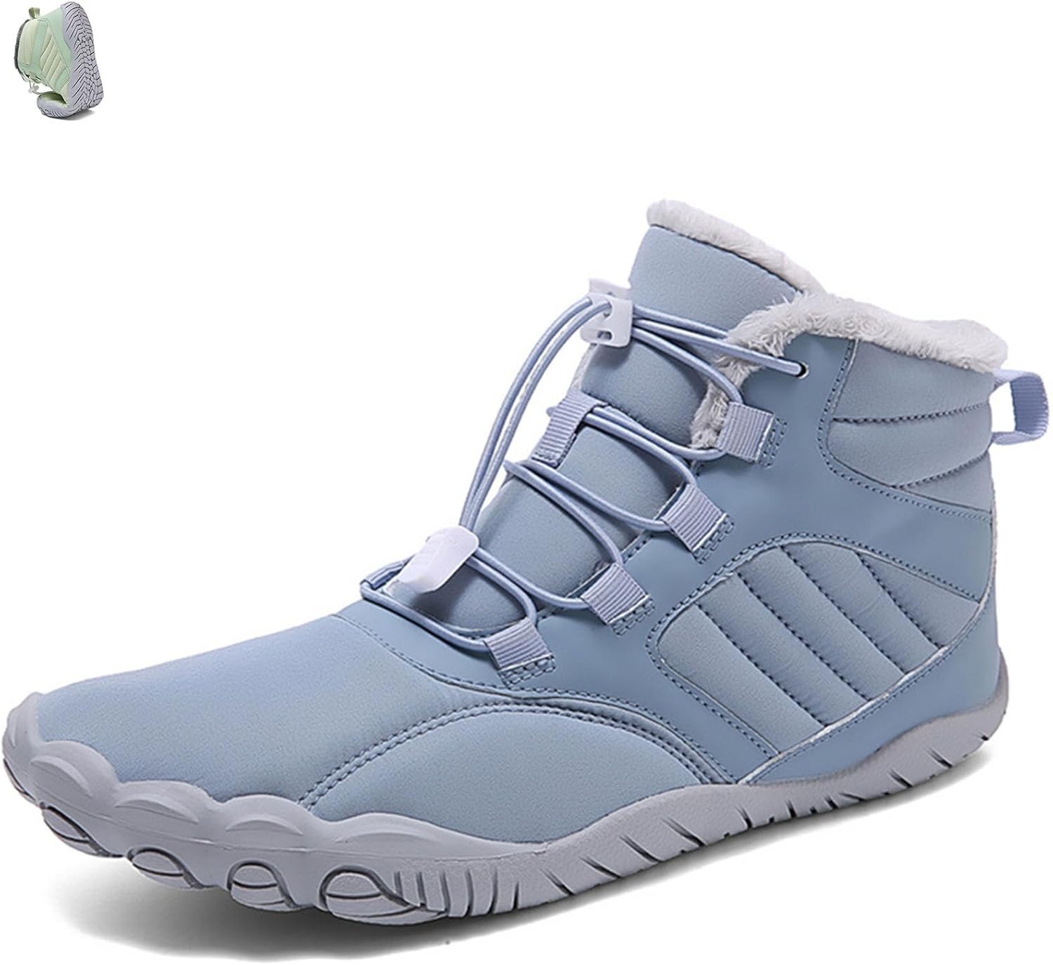 

Мужские зимние водонепроницаемые ботинки ZPPORDMR для ходьбы, комфортные, с утеплителем, противоскользящие, с меховой подкладкой, снежные кроссовки, с широкой передней частью, нулевая разница в высоте, ботильоны, светло-голубой