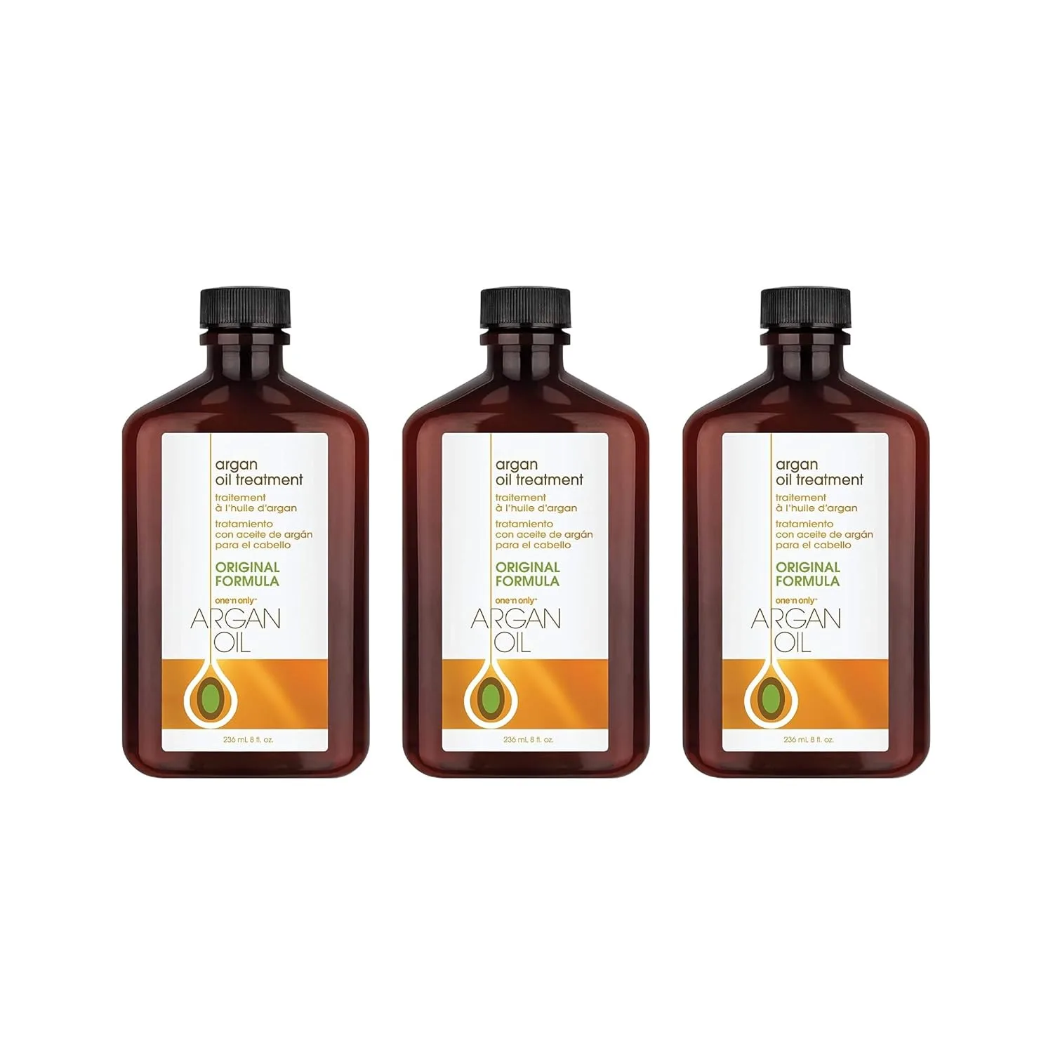 One 'N Only Argan Oil Hair Treatment - легкое увлажняющее масло для натуральных волос, париков и наращивания, придает блеск, защищает от нагрева и контролирует пушистость (8 унций, 3 шт) 237 мл (3 шт.)