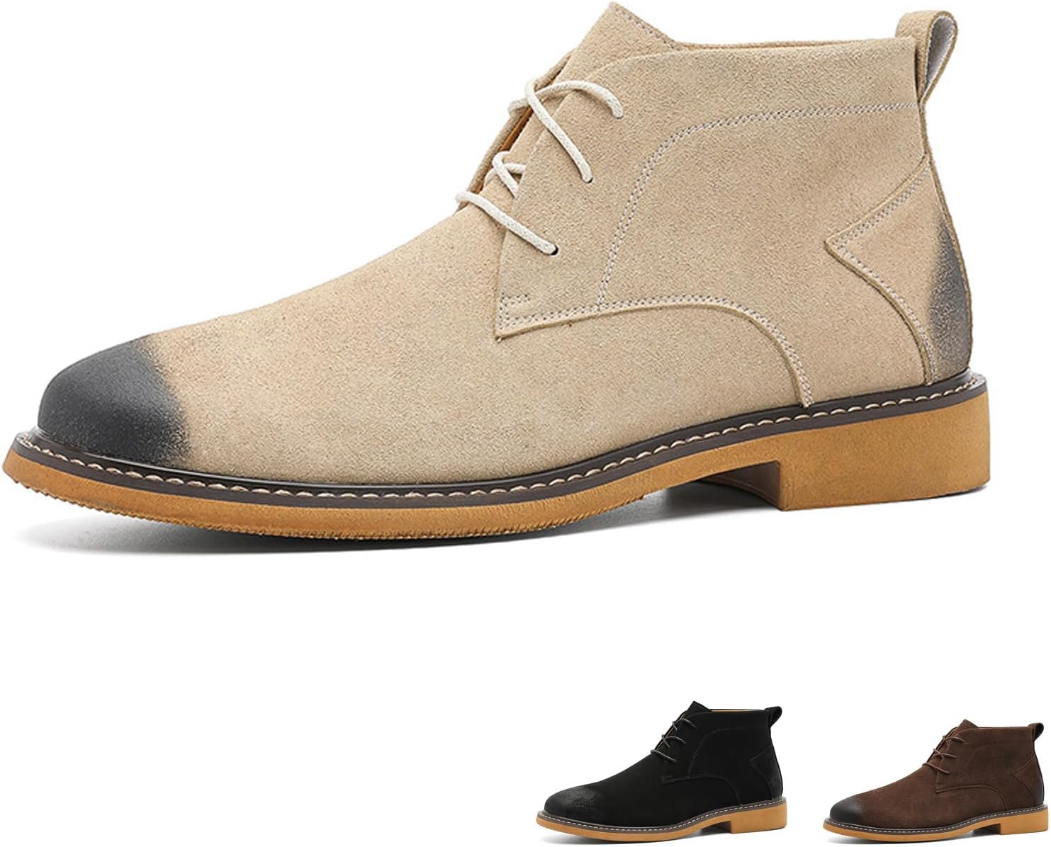 

Мужские ботинки NSNEOND Chukka с замшей, круглым носком, каблуком-блоком, ретро-стиля, удобные, на шнуровке, высокие, с низким каблуком, повседневные оксфорды для работы и вождения, Apricot