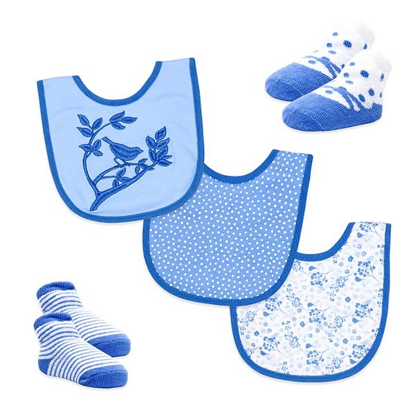 Комплект для девочки из 6 предметов: слип, слюнявчики и носки с принтом bluebird Baby Mode — фото 3