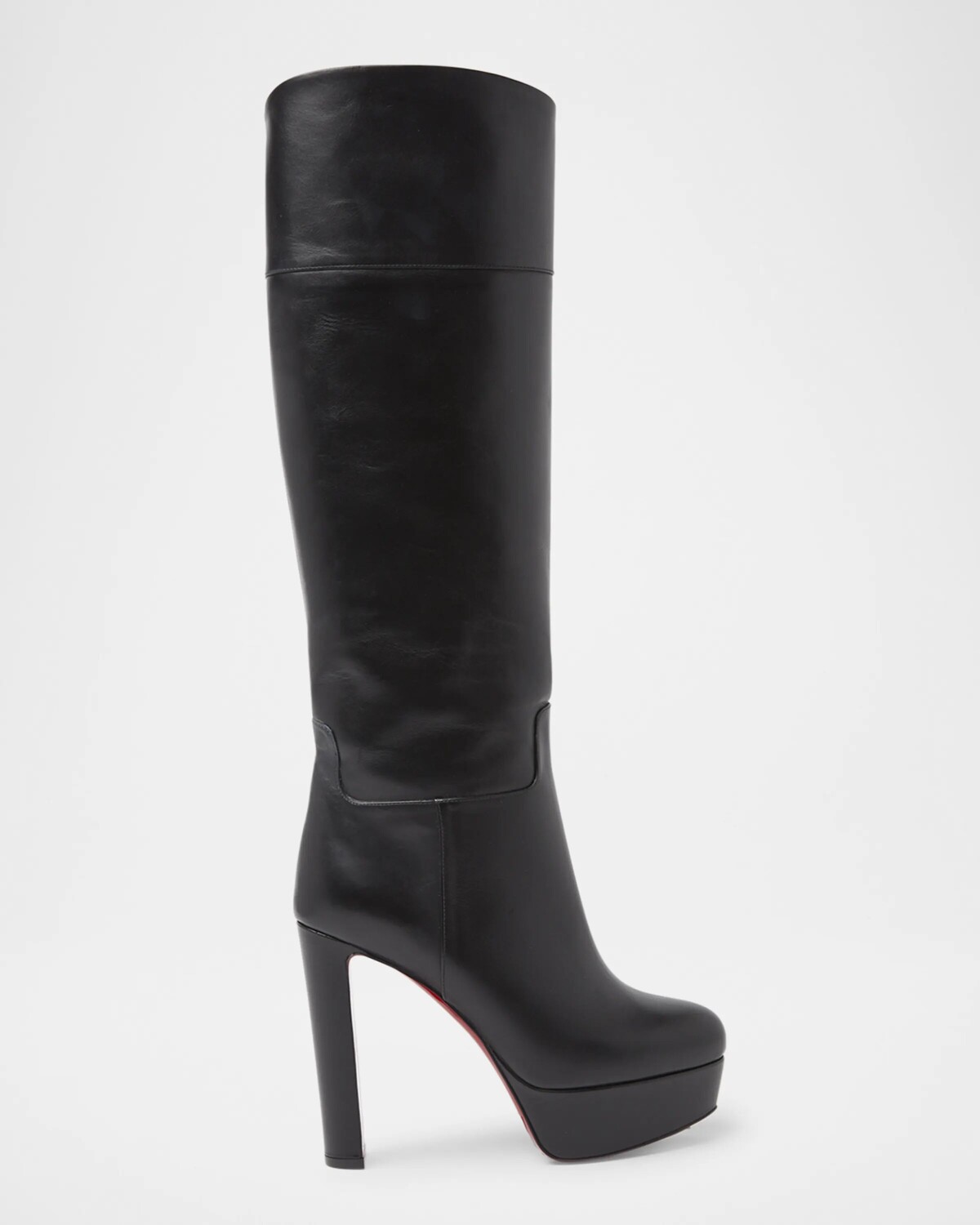 Кожаные сапоги до колена на красной подошве Loo Christian Louboutin, черный