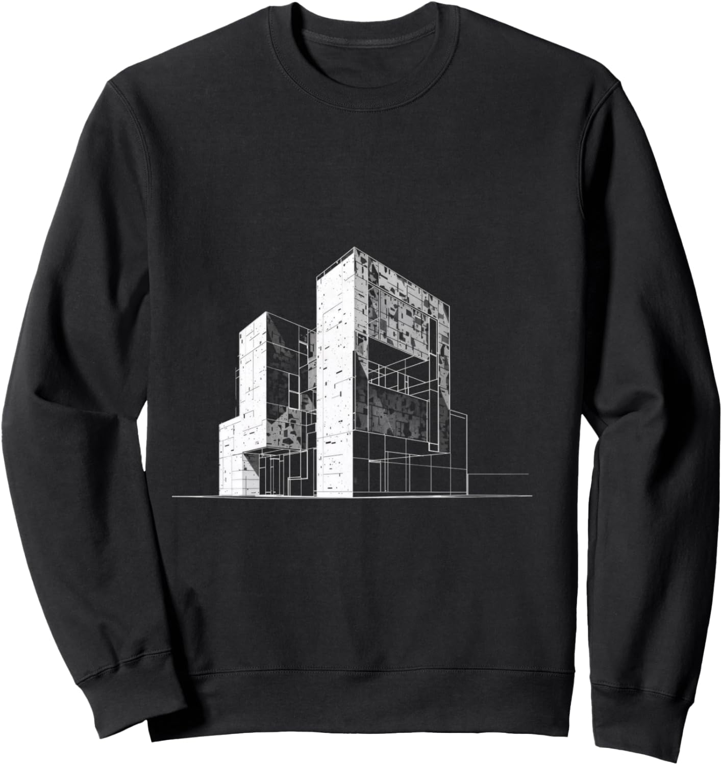 

Толстовка, Винтажная графика в стиле городского искусства - минималистичный принт с изображением здания на толстовке Modern Architecture Art Minimalist Building, черный