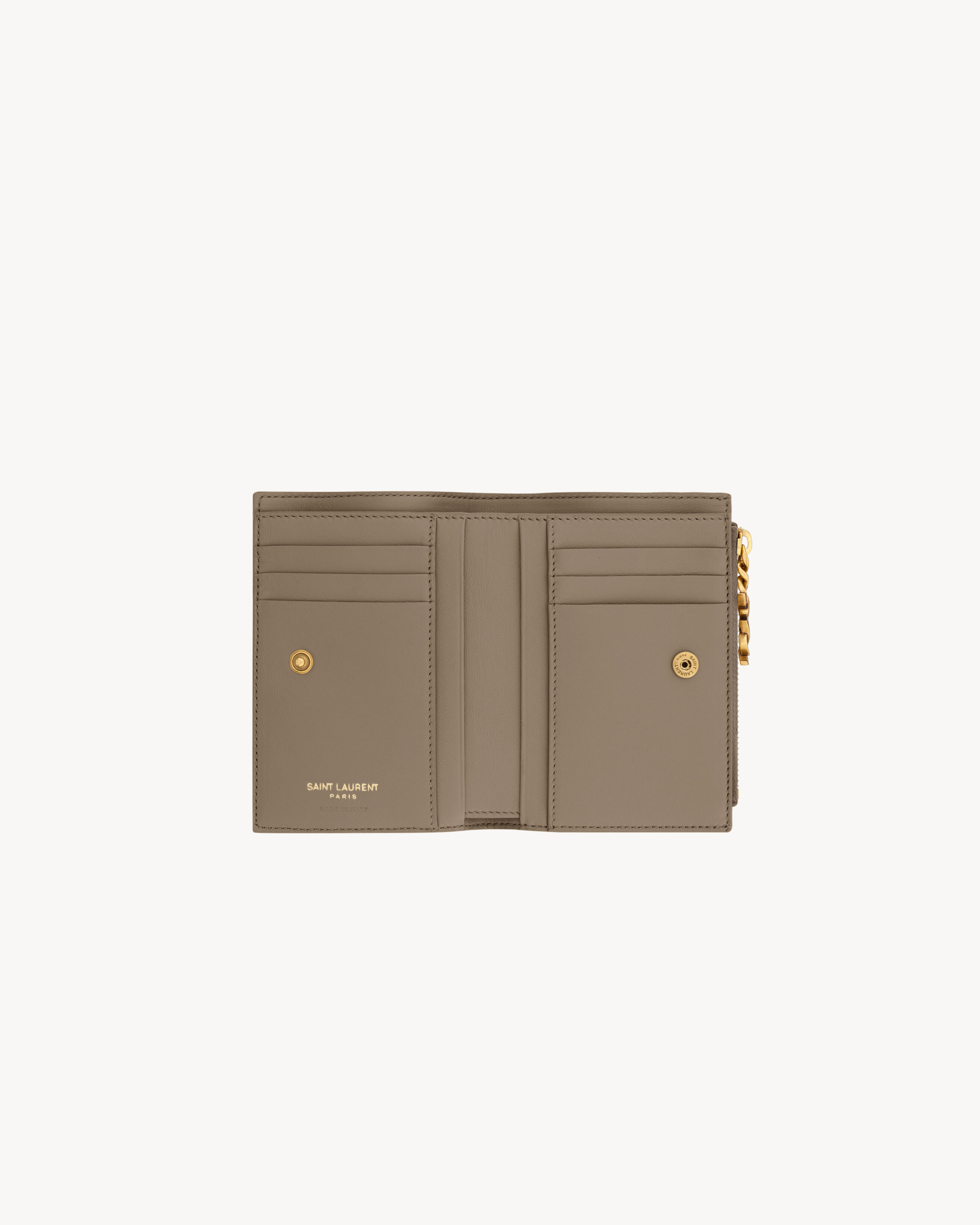 Сложенный кошелек CASSANDRE BIJOU из кожи GRAIN DE POUDRE Saint Laurent, серый/серебряный — фото 4