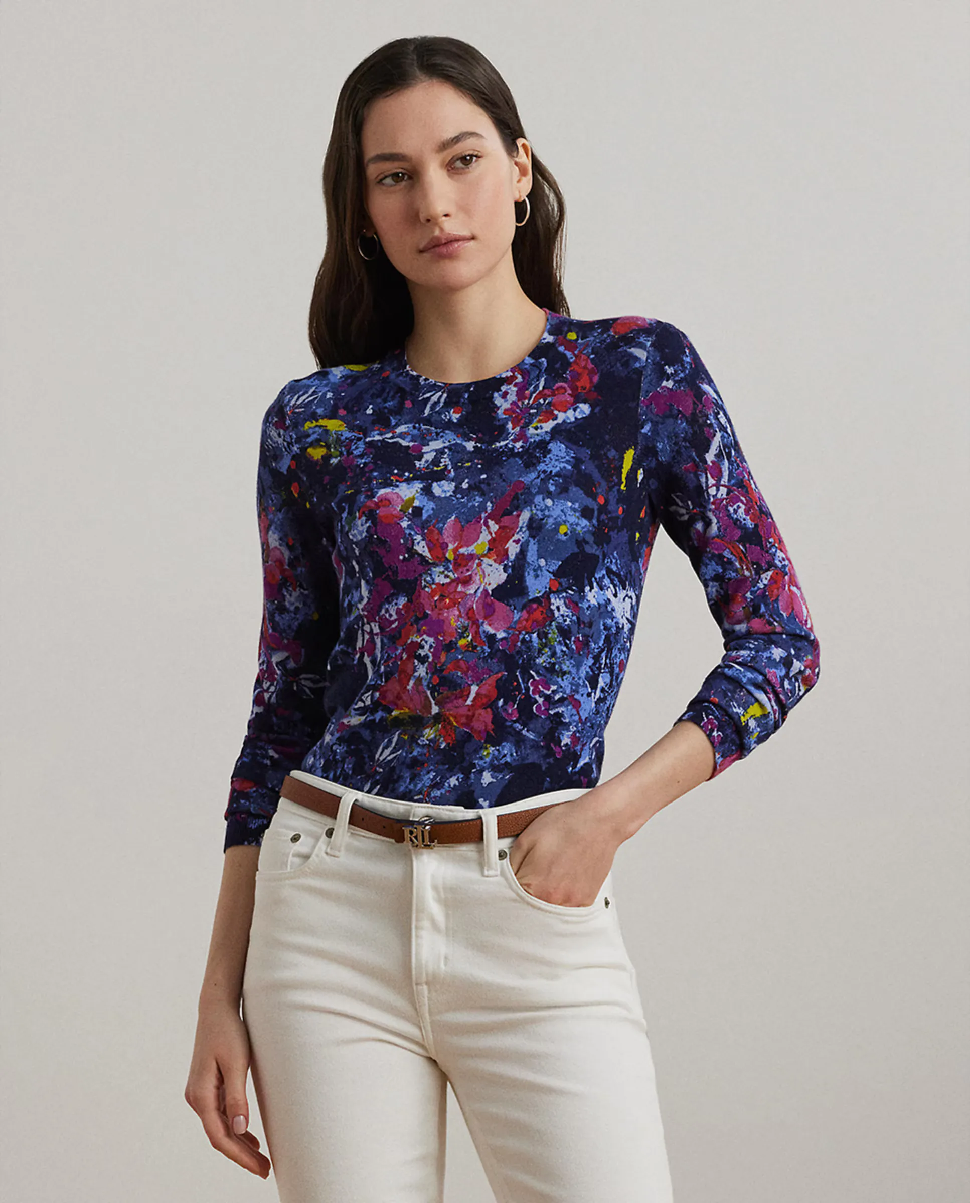 

Женский джемпер с длинным рукавом с принтом Lauren Ralph Lauren, синий