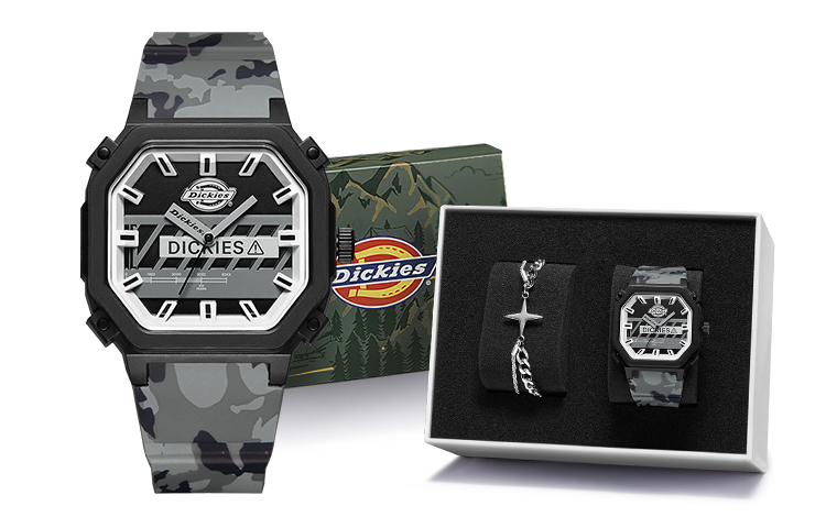 

Наручные часы Dickies 499 Collection с кварцевым механизмом, пластиковым ремешком, черным циферблатом 45 мм, мужские