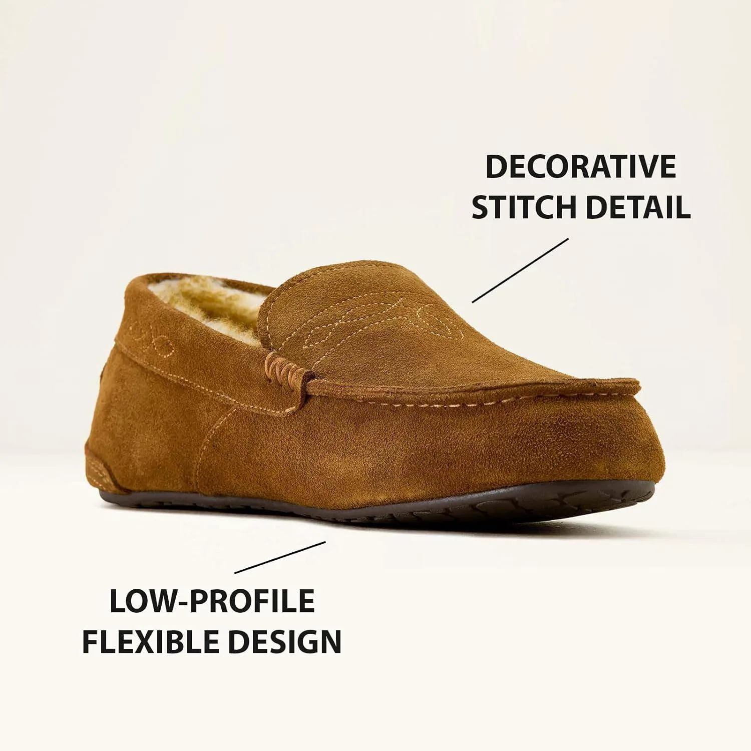 Мужские мокасины ARIAT Clayton - прочные, из натуральной замши, теплые, стильные повседневные обувь для дома и улицы с мягкой подкладкой из плюша — фото 4