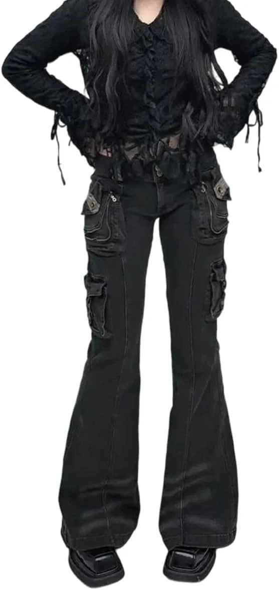 Джинсы свободные Baggy Cargo Flare, серый