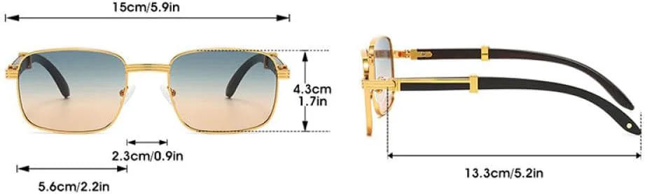 

Винтажные квадратные солнцезащитные очки для мужчин, модные градиентные очки с защитой от УФ-излучения UV400 для женщин, панк-металлические очки MTZJH, Gold-grayblue