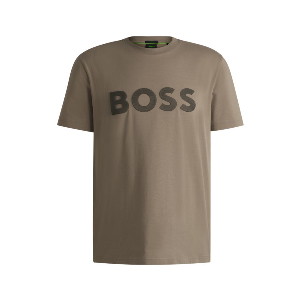 

Футболка из эластичного хлопка с большим логотипом BOSS, светло-зеленый