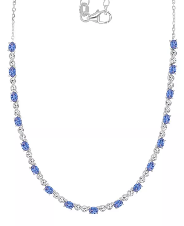 

Теннисное ожерелье с овальными и круглыми кубическими цирконами, 18 дюймов + удлинитель 2 дюйма Macy'S, blue
