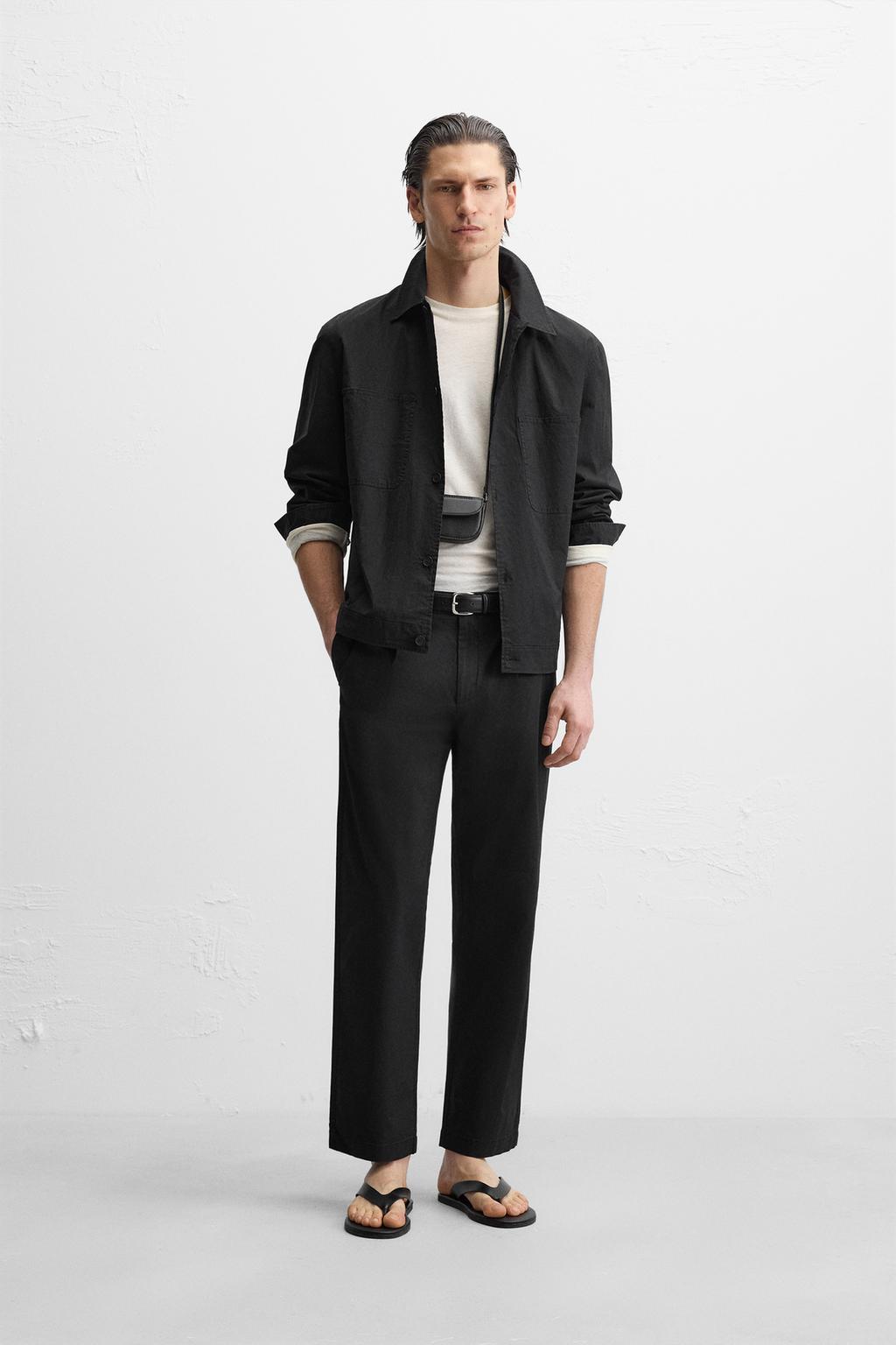 

Брюки с прямыми штанинами ZARA, черный