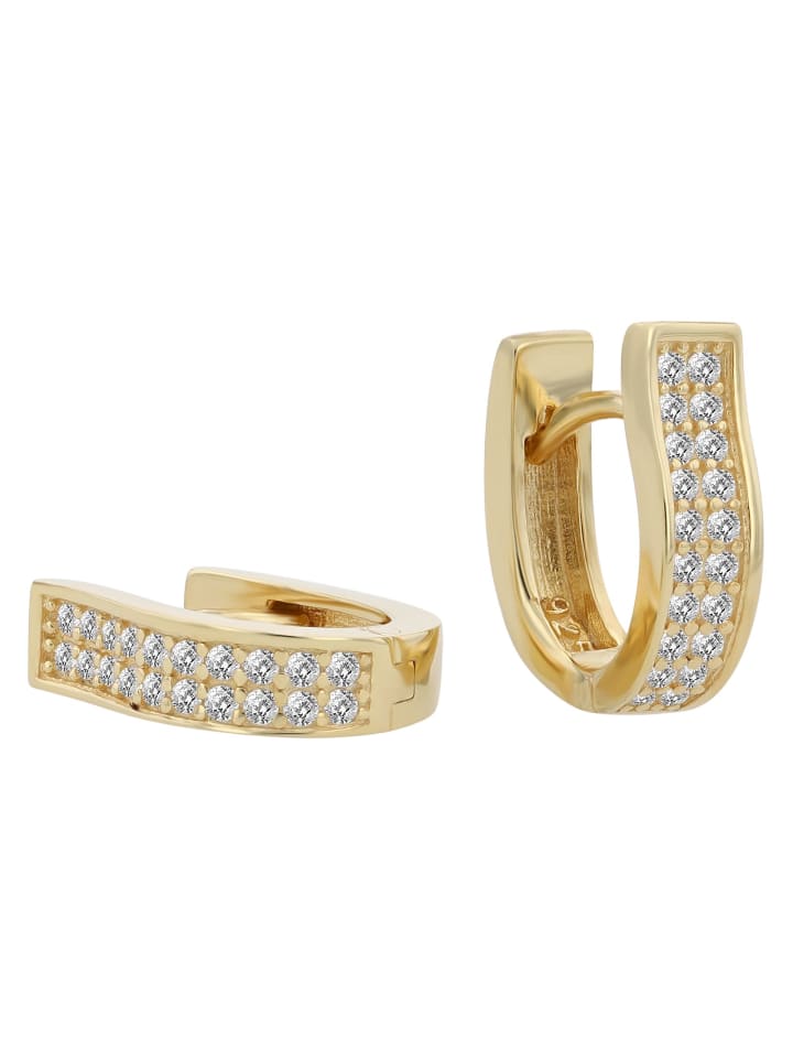 

Adeliás Женские серьги - серьги-кольца на шарнирах из серебра 925 пробы с кубическим цирконием в золоте