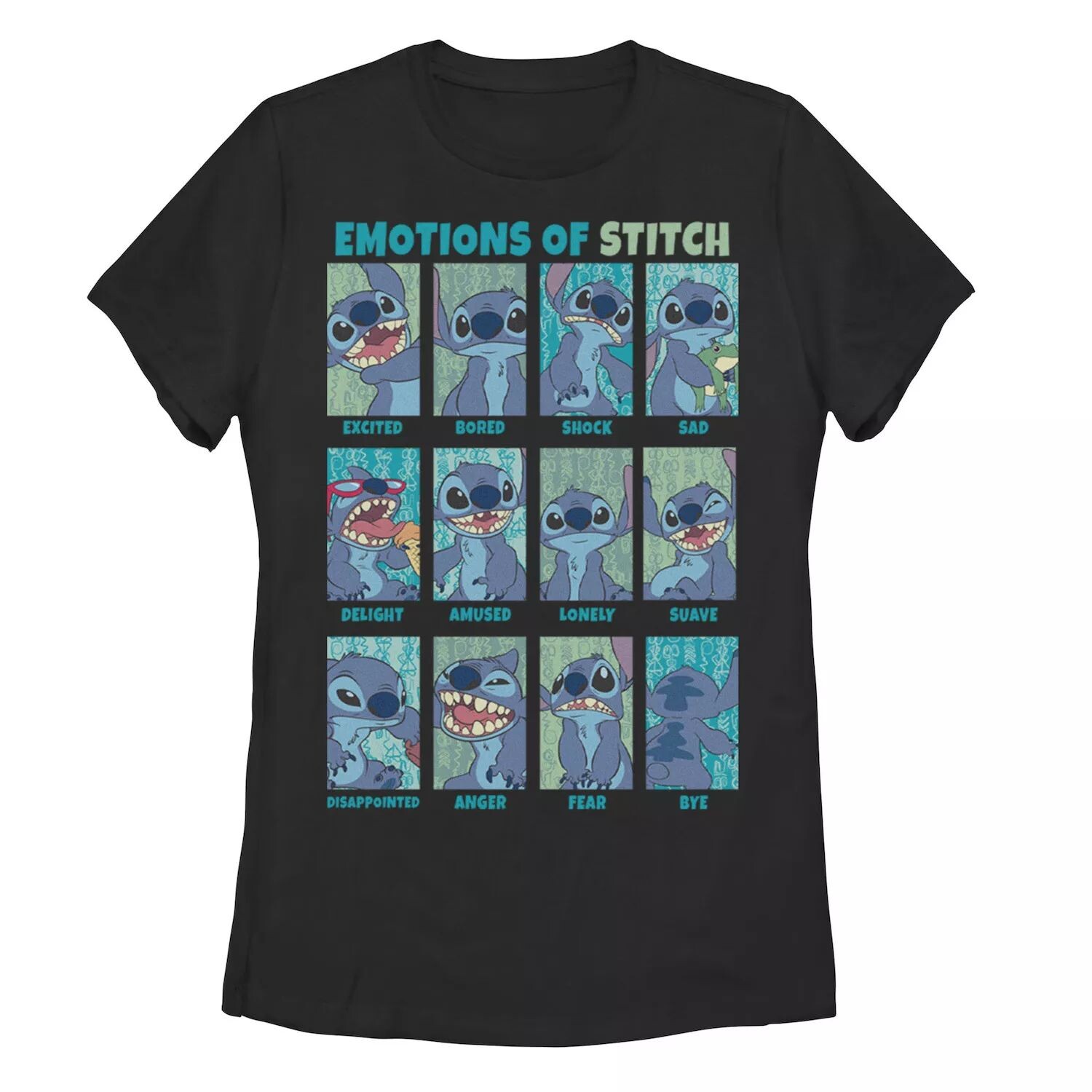 

Футболка Disney's Lilo & Stitch с рисунком Emotions of Stitch Juniors Licensed Character, Черный, Футболка Disney's Lilo & Stitch с рисунком Emotions of Stitch Juniors Licensed Character