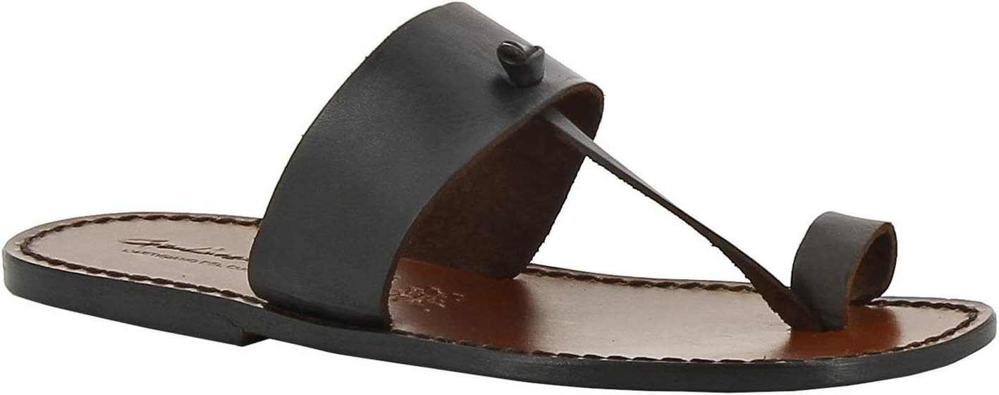 

Темно-коричневые кожаные сандалии ручной работы в Италии Gianluca - L'Artigiano Del Cuoio