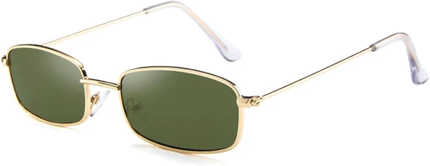 

Металлические солнцезащитные очки в маленькой оправе для женщин и мужчин, роскошные, для активного отдыха, путешествий и вождения, защита от УФ-излучения UV400 TKKTLLT, Gold Green