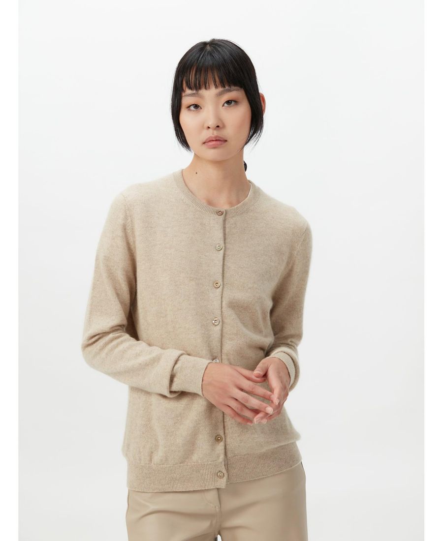 

Женский кардиган с круглым вырезом из 100% кашемира Gobi Cashmere, Neutral-oyster gray