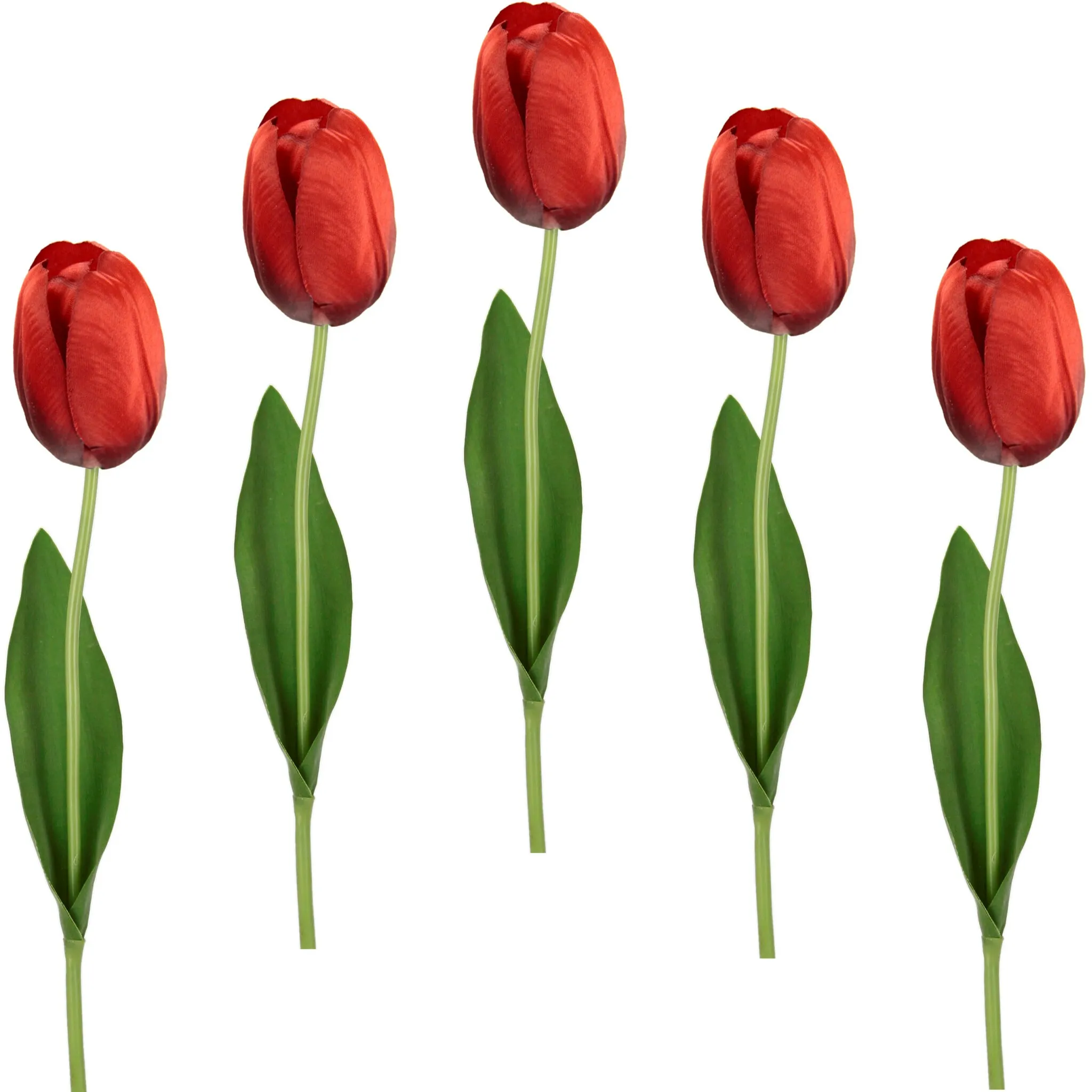 

И.ГЕ.А. Искусственный цветок «Real Touch Tulips», набор из 5 искусственных бутонов тюльпанов, искусственные цветы, стеблевой цветок I.Ge.A., красный
