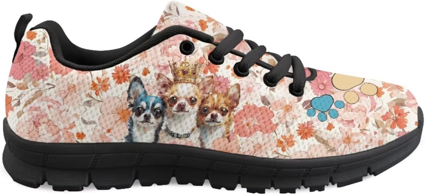 

Кроссовки с американским флагом для мужчин и женщин, кеды, обувь на 4 июля, легкие беговые и теннисные кроссовки для фитнеса Getelinseng, Chihuahua Groovy Floral