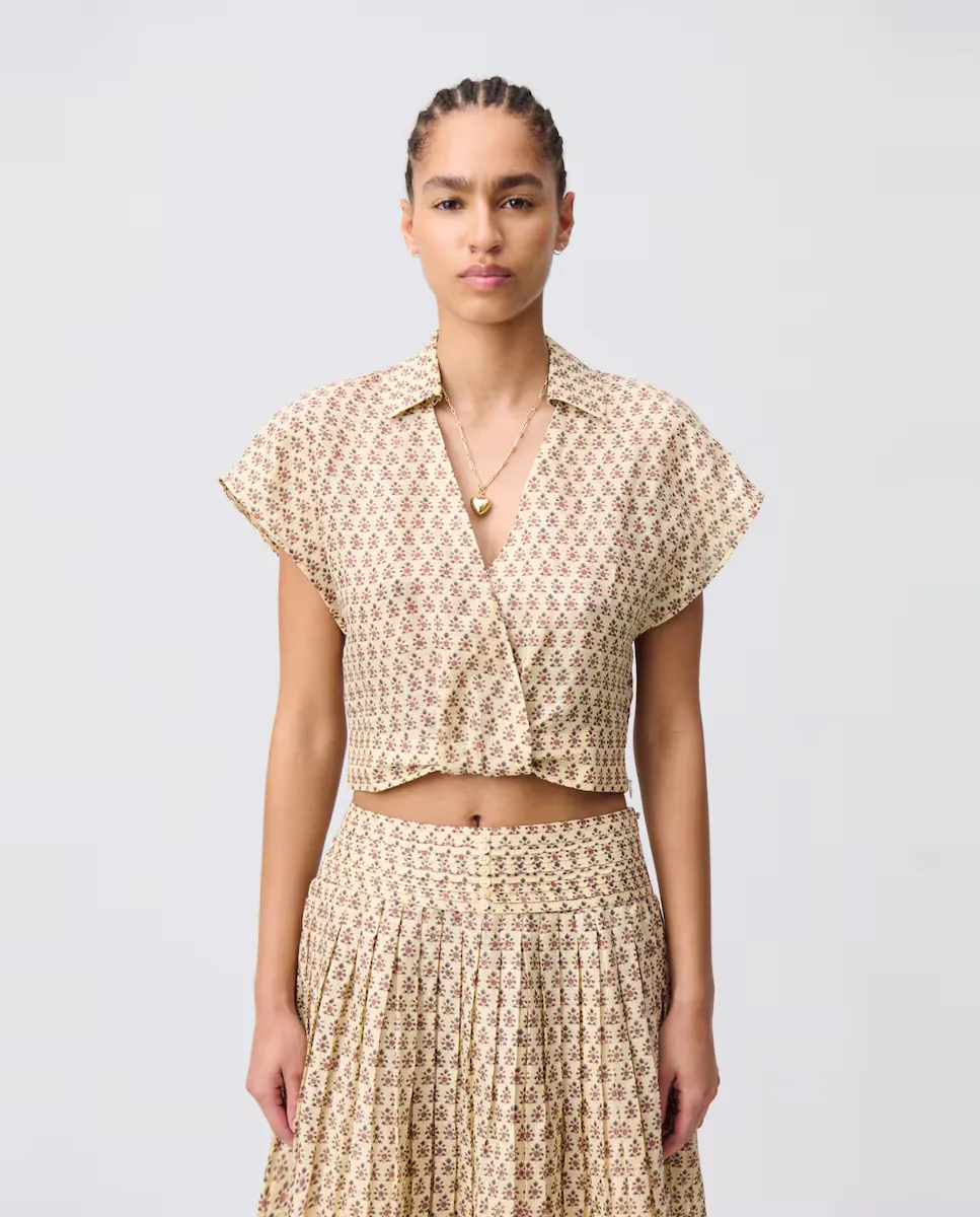 

Женская короткая струящаяся рубашка Claudie Pierlot, бежевый