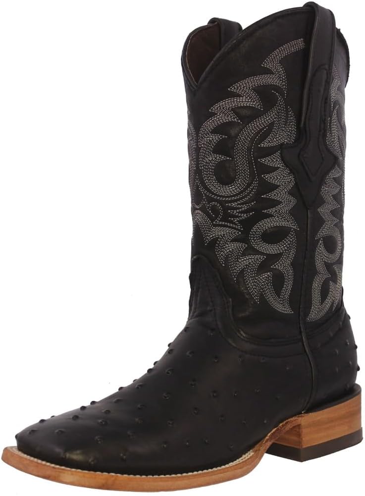 

Мужские черные вестерн-сапоги Texas Legacy из кожи с принтом страусового пера, квадратный носок