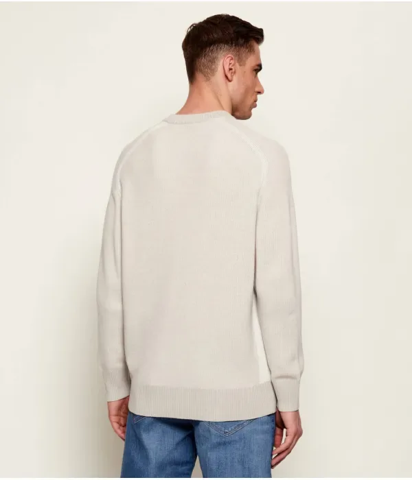 Шерстяной свитер Akajer relaxed fit Boss Orange, бежевый — фото 3