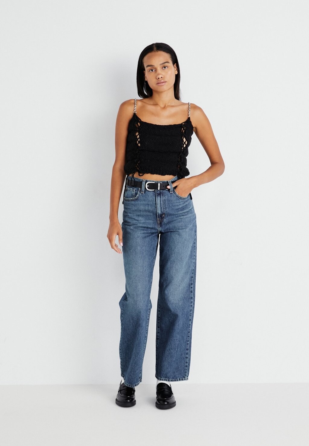 

Джинсы прямого кроя HIGH WAISTED STRAIGHT Levi's, синий деним