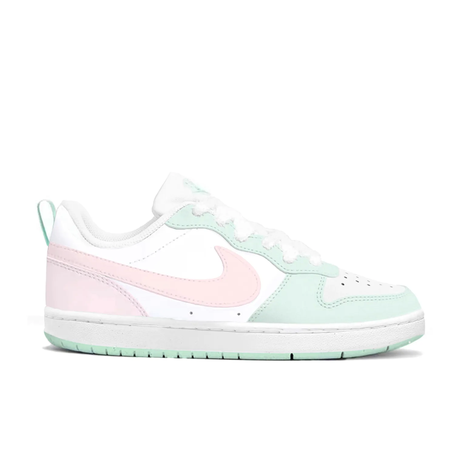 Nike Кроссовки для скейтбординга Court Borough Peach Meow Paw с амортизацией и износостойкой подошвой, низкие, розово-зеленые — фото 3