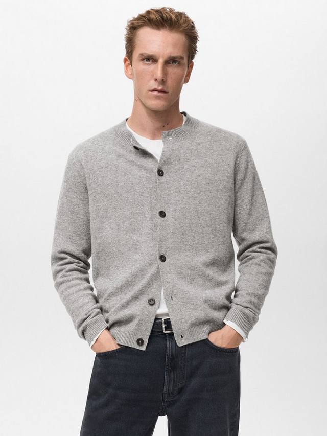 

Кардиган Renzo с воротником-поло из шерсти Mango, Medium Grey