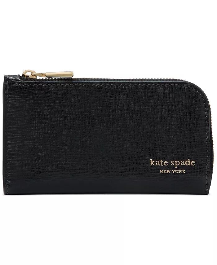 

Маленький тонкий кошелек двойного сложения Devin из сафьяновой кожи Kate Spade New York, черный
