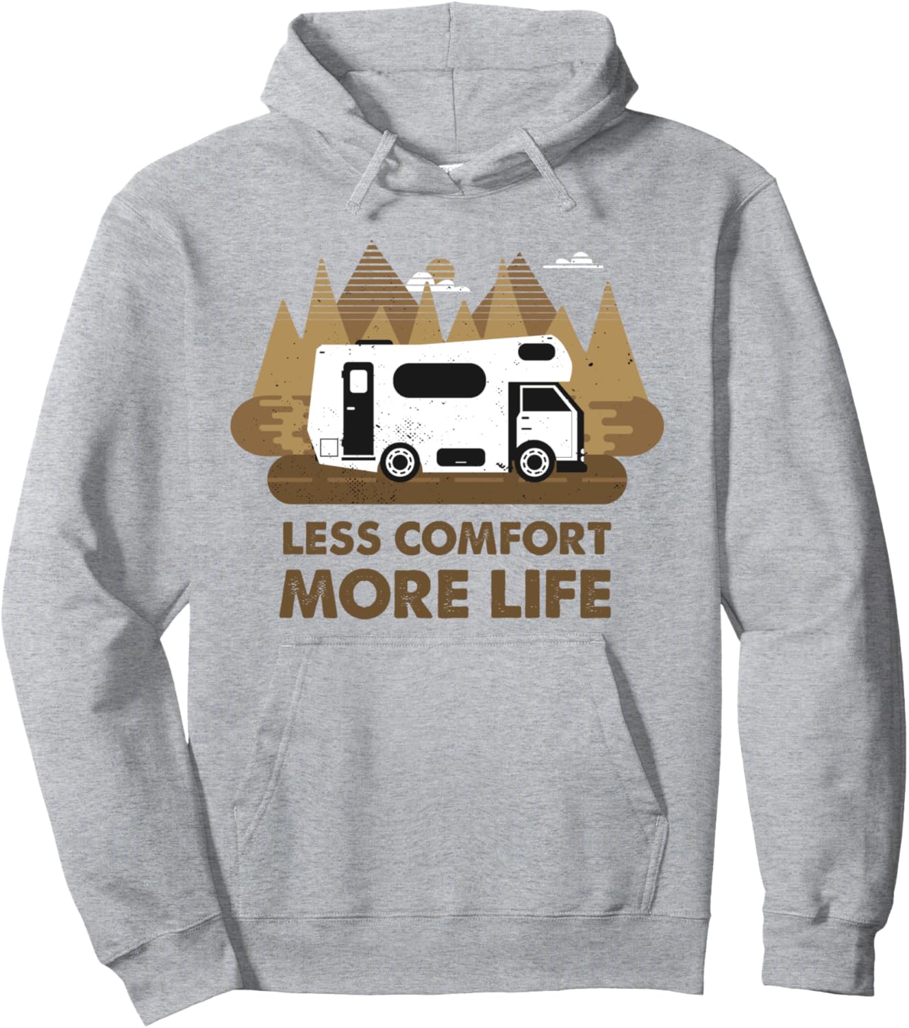 

Меньше комфорта, больше жизни! Толстовка с капюшоном для любителей кемпинга на автодомах и горных путешествий More Life Rv Van Camping Gear, серый