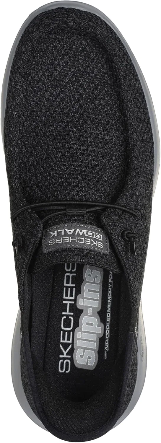 Мужские слипоны Skechers Hands-Free Go Walk Max - кроссовки без помощи рук, 2-Black Grey — фото 4