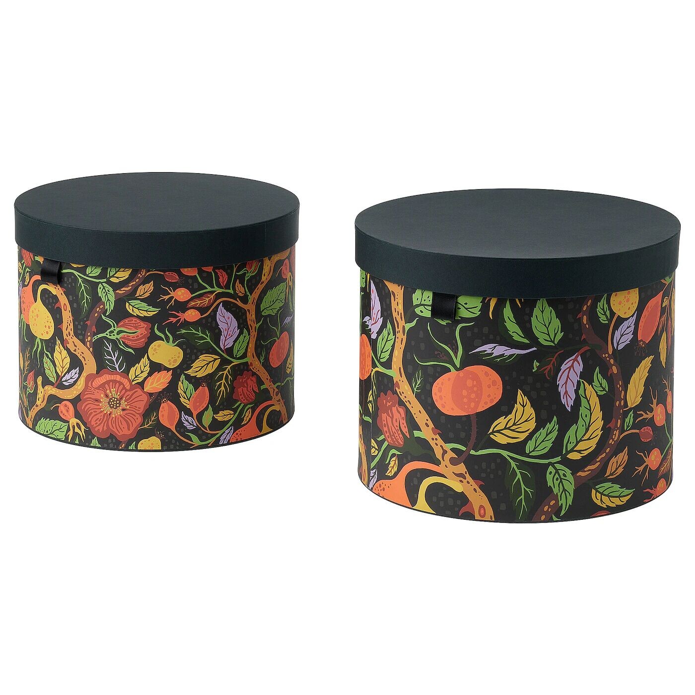 

Коробка с крышкой, набор из 2 шт., красочный цветочный узор, HÖSTAGILLE IKEA